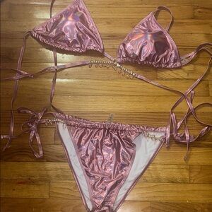 SHEIN Metallic Pink Bikini Set
